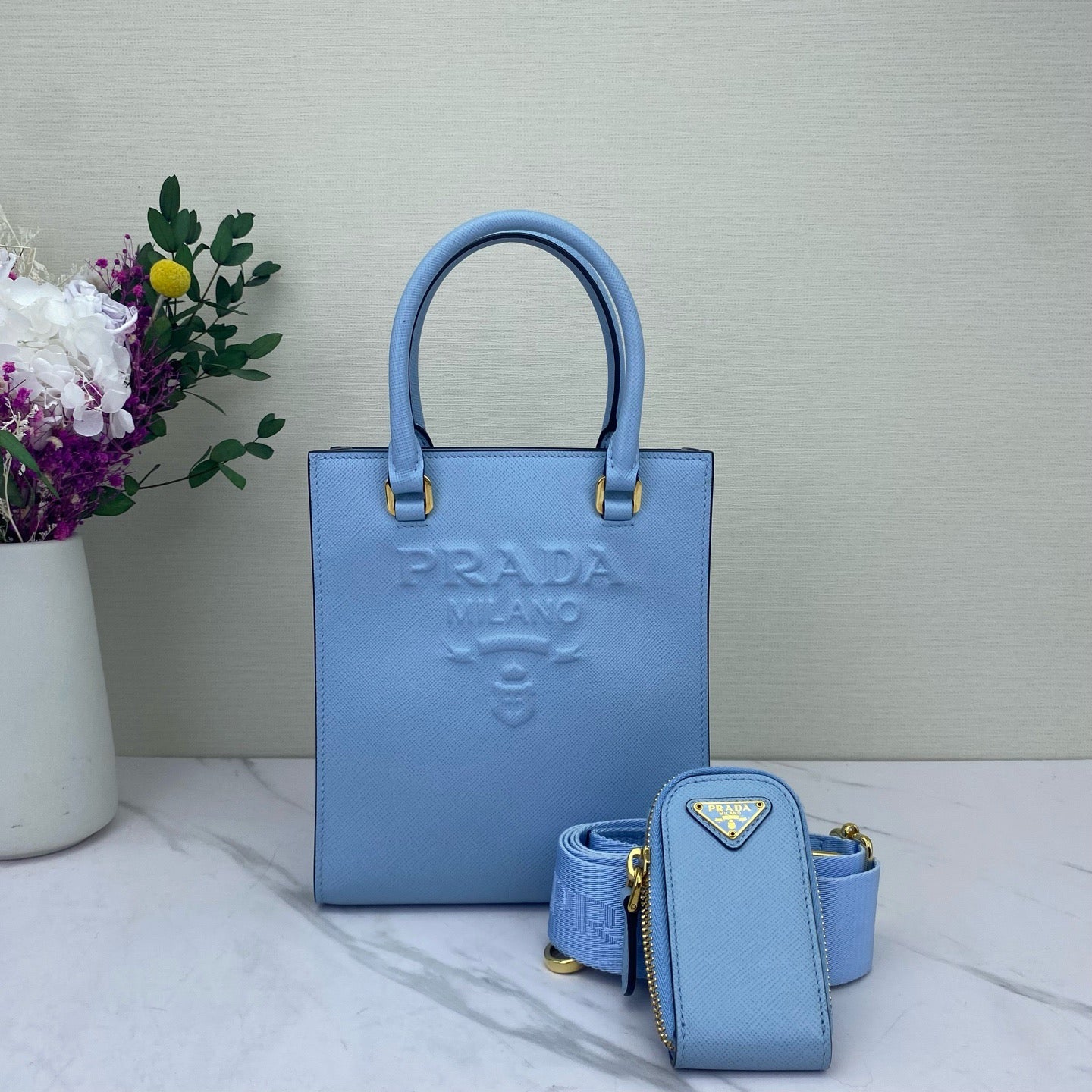 Prada - Music Score Small Tote - Saffiano leather - Blue - (small)