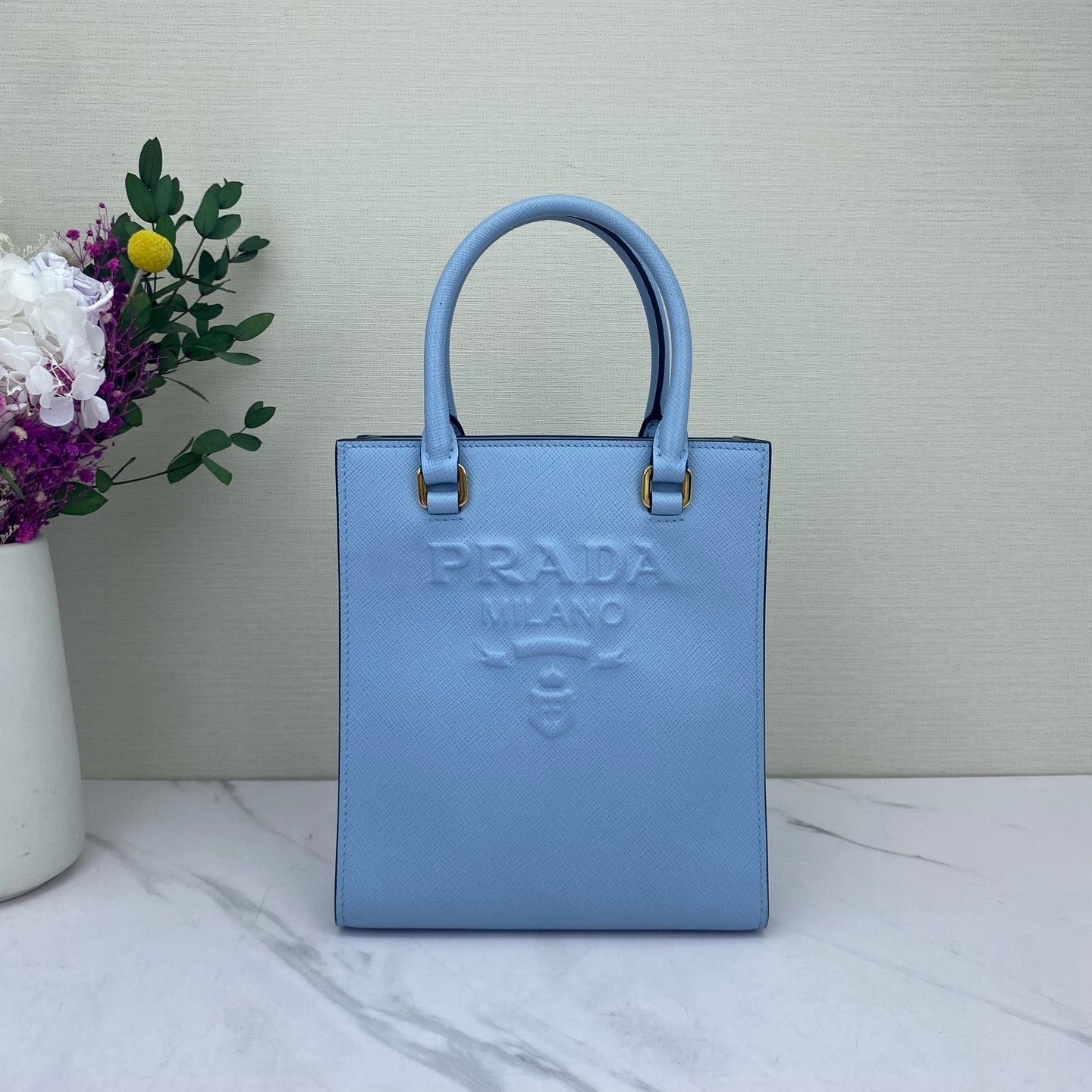 Prada - Music Score Small Tote - Saffiano leather - Blue - (small)