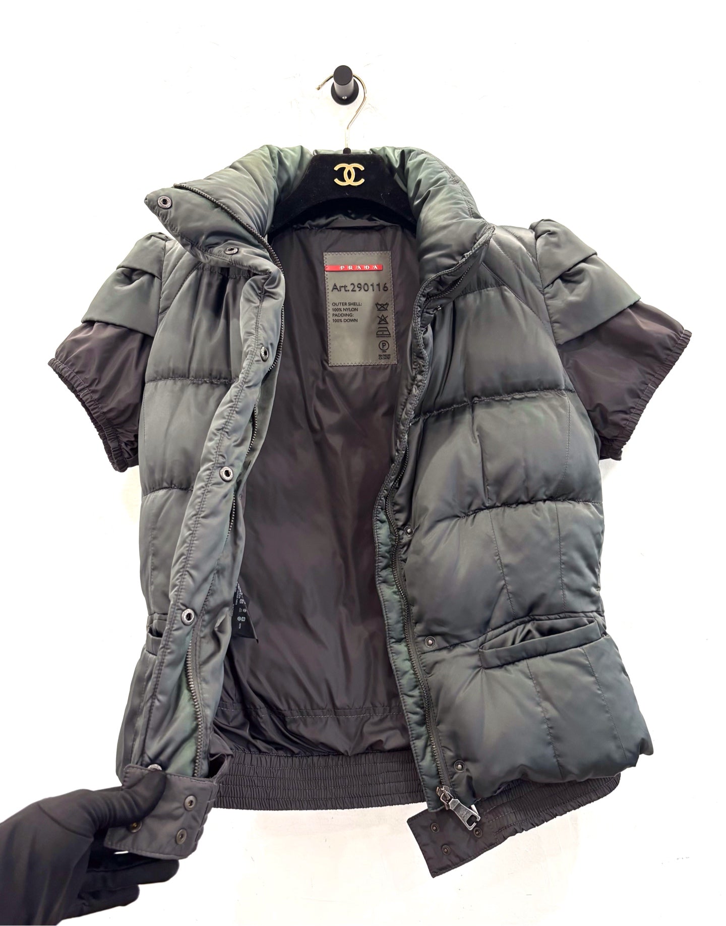 Prada - Other - Nylon with down filling - Dark Green with Black Accents - (40)