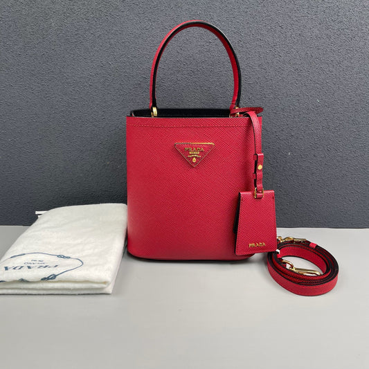 Prada - Panier Bucket Bag - Saffiano leather - Red - (mini)