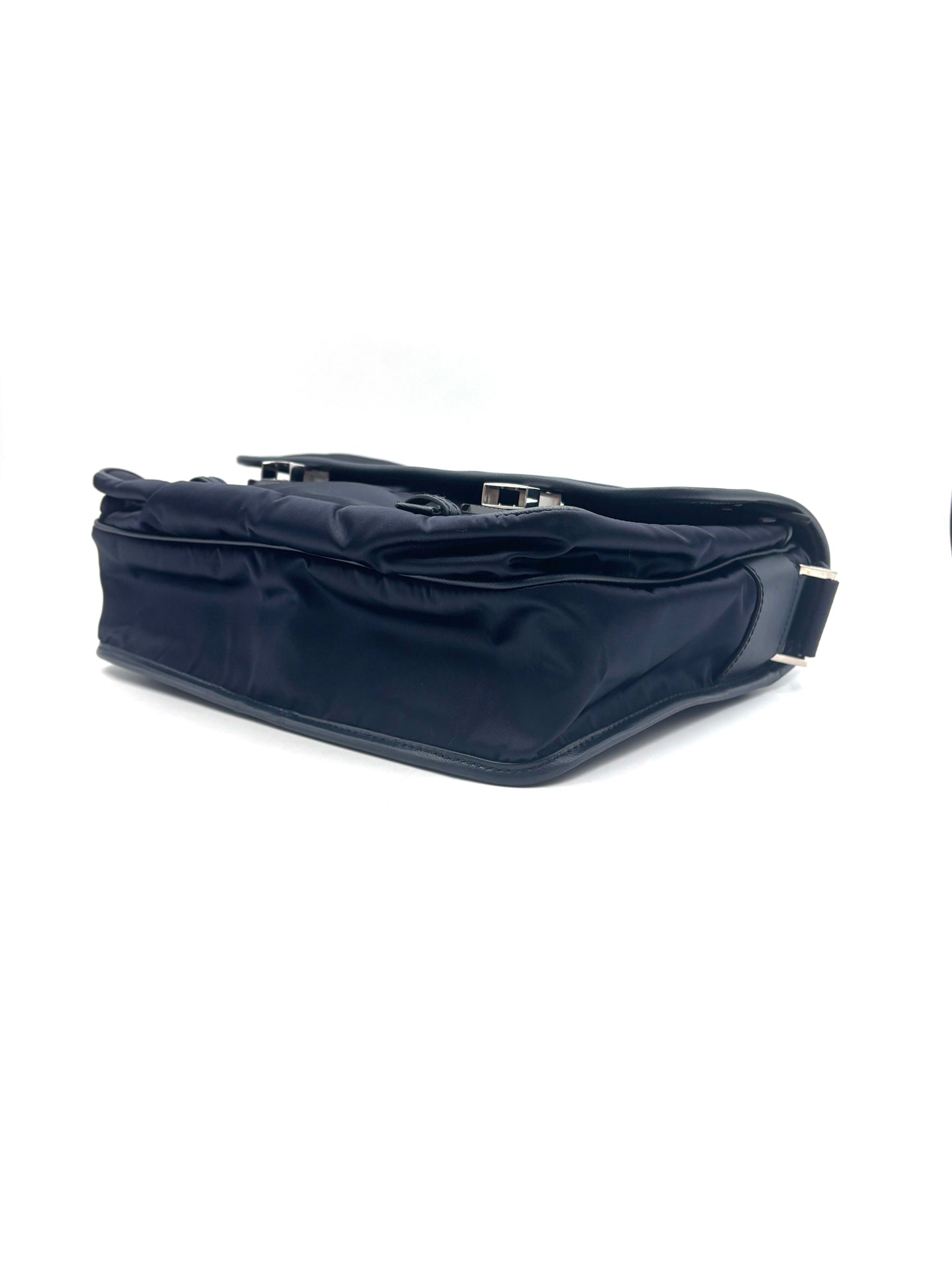Prada - Parachute Messenger Bag - Nylon with Saffiano Leather Trim - Black - (Large)