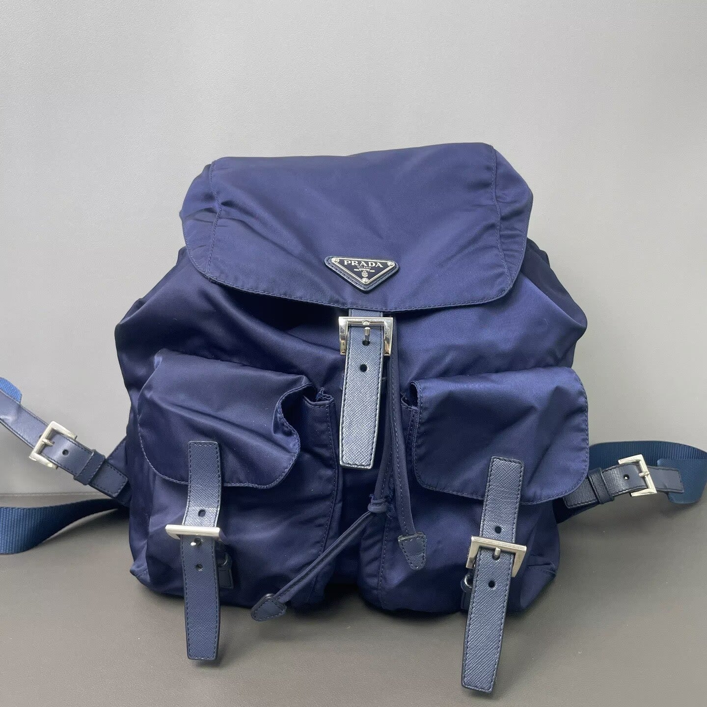 Prada - Parachute Nylon Backpack - Nylon and Cowhide leather - Blue - (Medium)