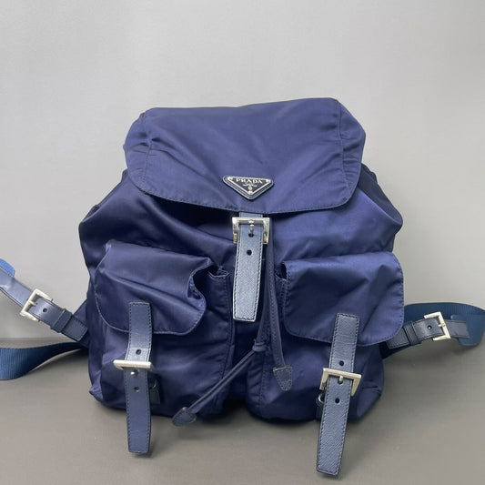 Prada - Parachute Nylon Backpack - Nylon and Cowhide leather - Blue - (Medium)