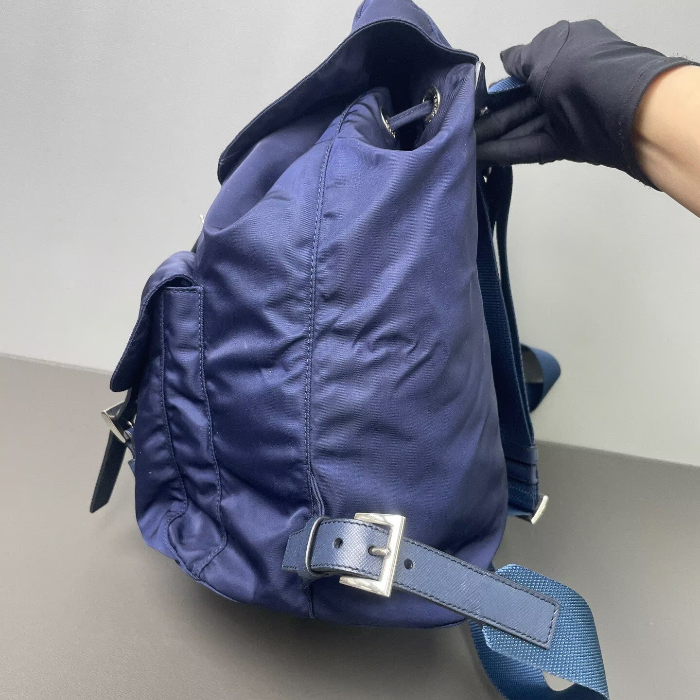Prada - Parachute Nylon Backpack - Nylon and Cowhide leather - Blue - (Medium)