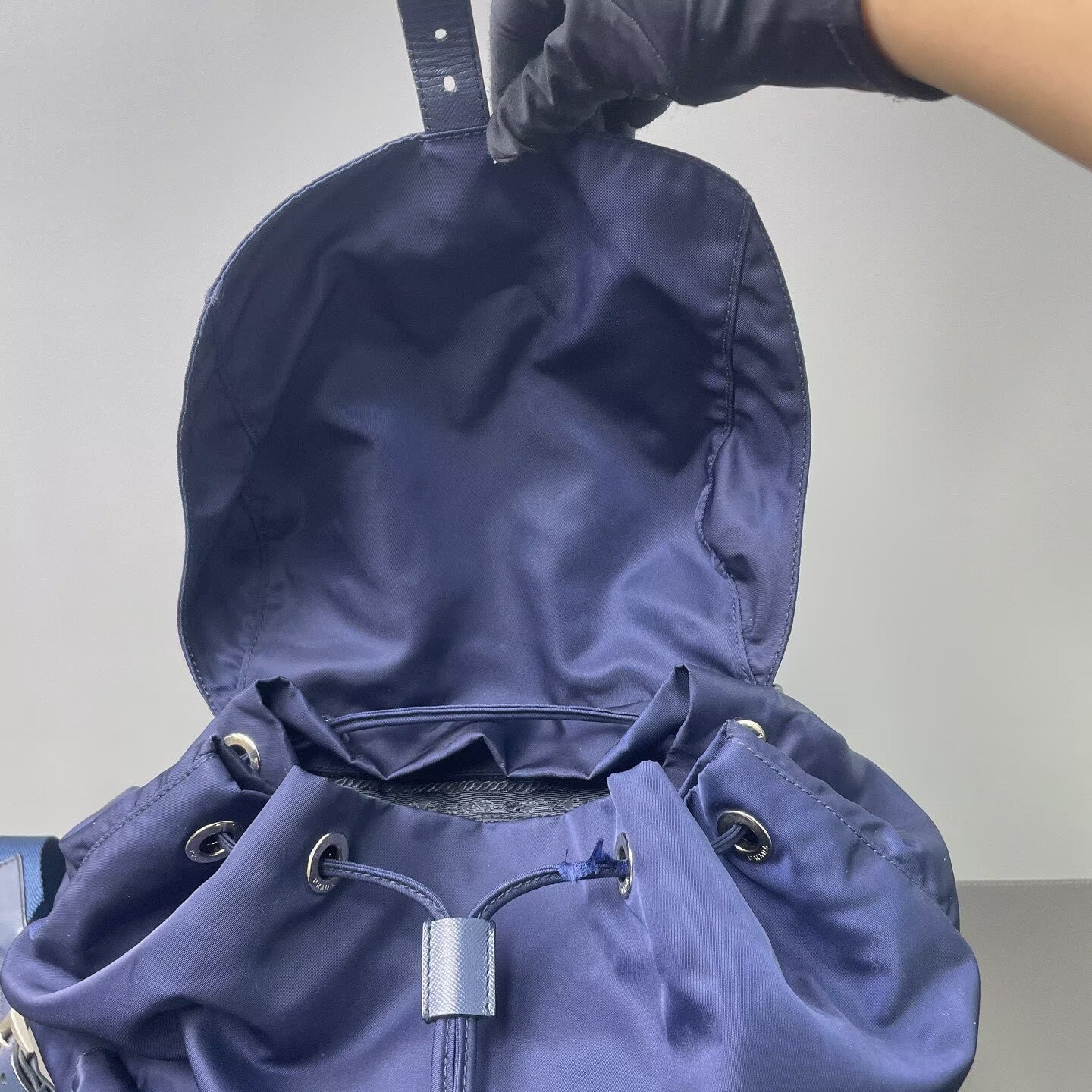 Prada - Parachute Nylon Backpack - Nylon and Cowhide leather - Blue - (Medium)