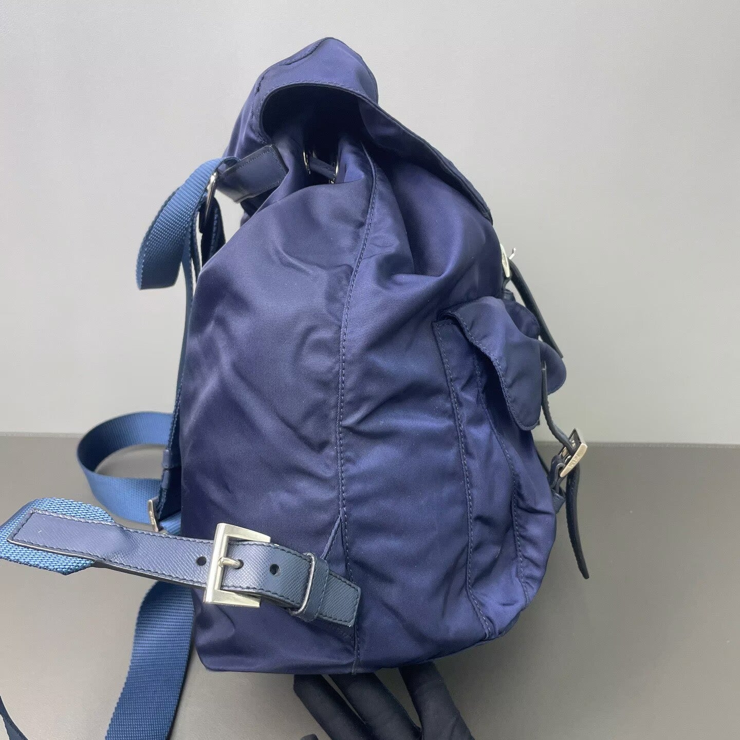 Prada - Parachute Nylon Backpack - Nylon and Cowhide leather - Blue - (Medium)