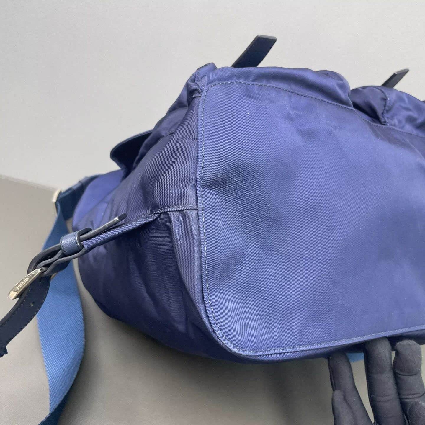 Prada - Parachute Nylon Backpack - Nylon and Cowhide leather - Blue - (Medium)