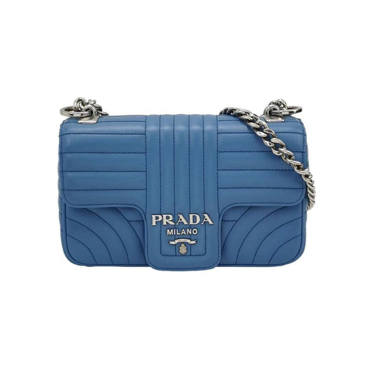 Prada - Quilted Chain Shoulder Bag - Leather - Blue - (Small)