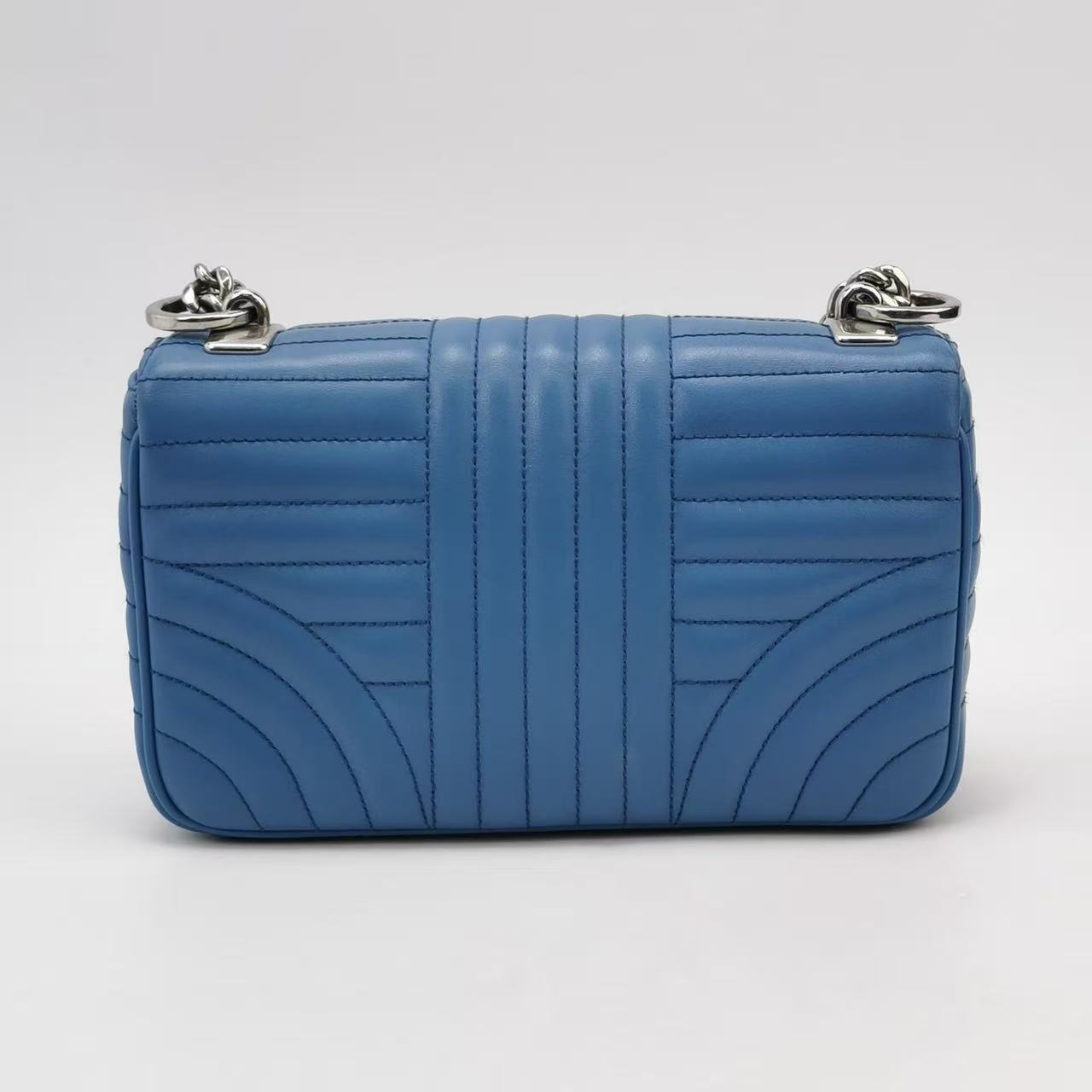 Prada - Quilted Chain Shoulder Bag - Leather - Blue - (Small)