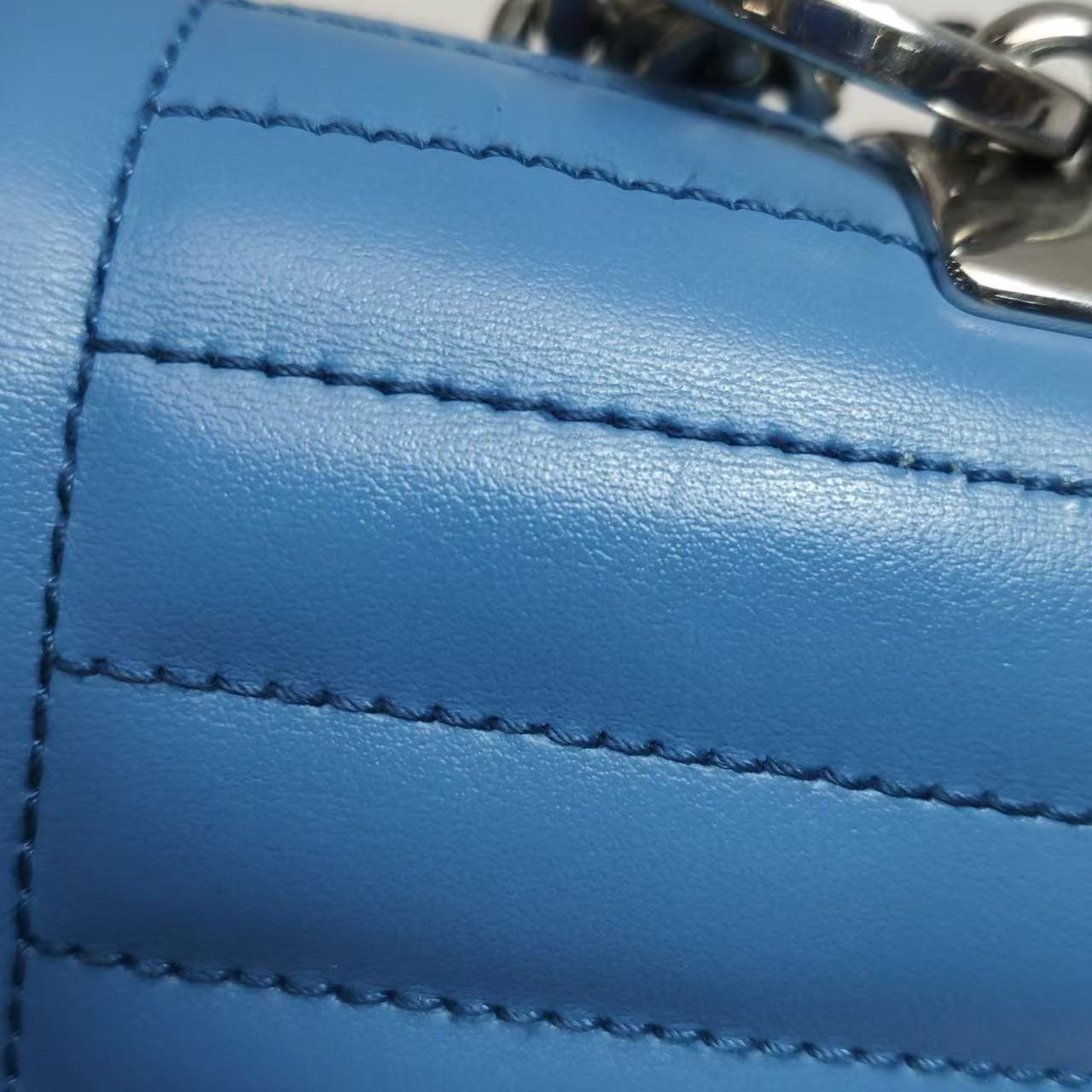 Prada - Quilted Chain Shoulder Bag - Leather - Blue - (Small)