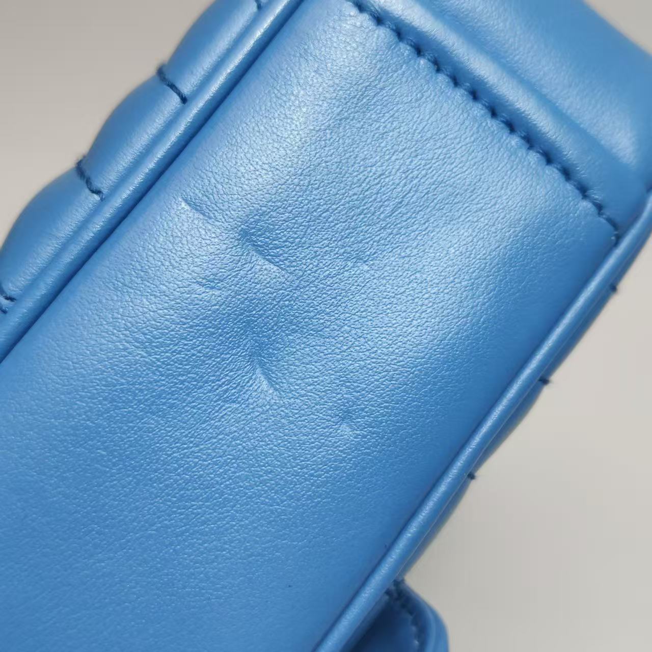 Prada - Quilted Chain Shoulder Bag - Leather - Blue - (Small)