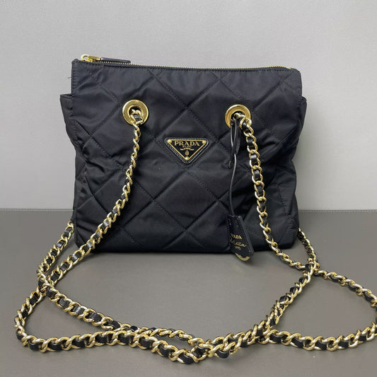 Prada - Quilted Chain Tote Bag - Polyamide - Black - (medium)