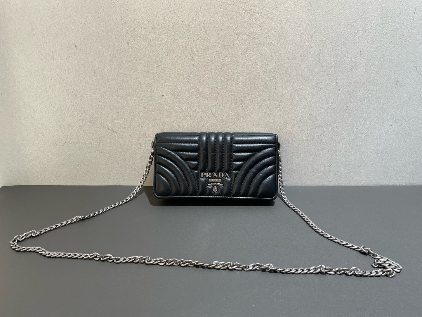 Prada - Quilted Leather Wallet on Chain (WOC) - Leather - Black - (mini)