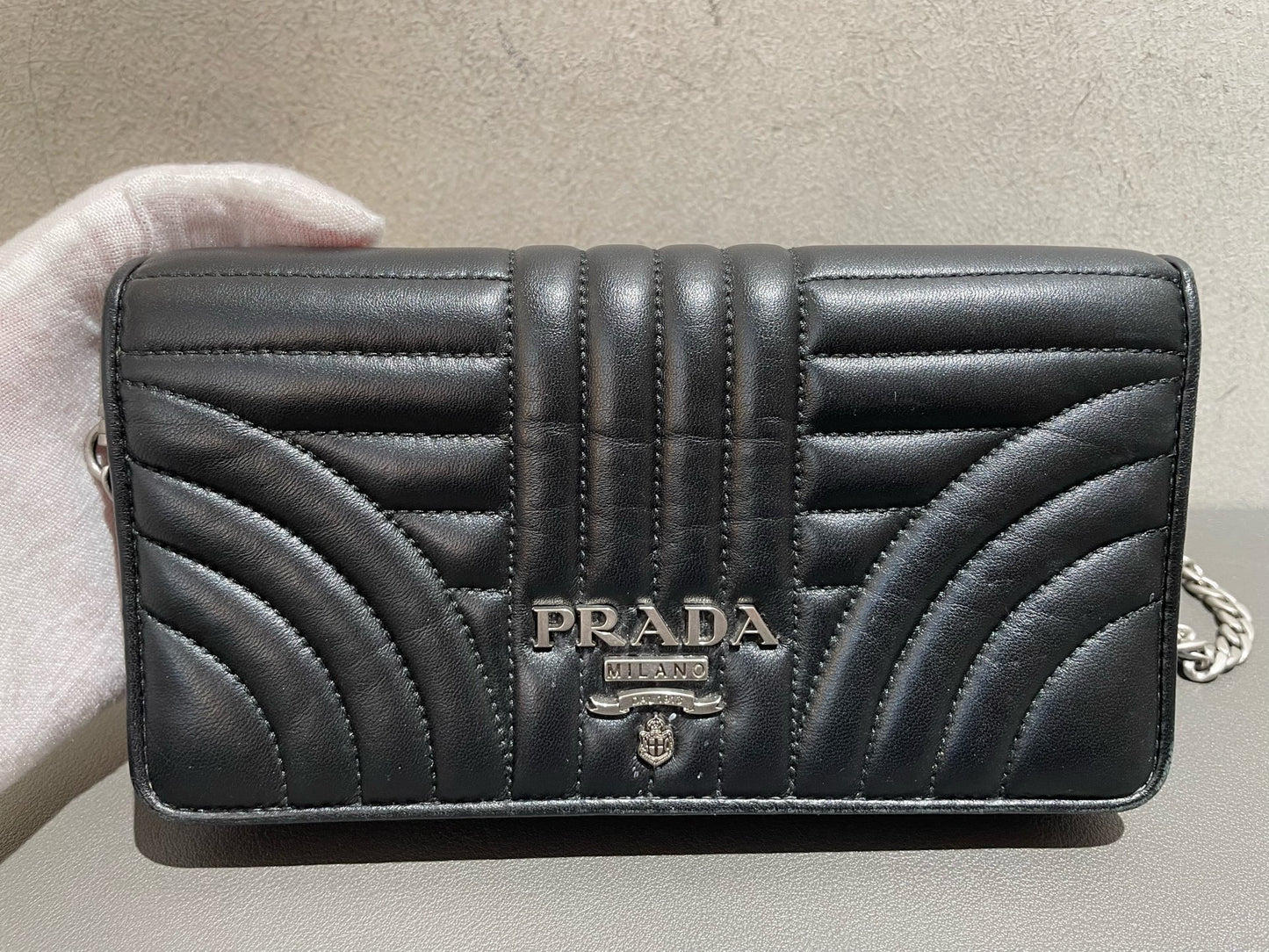 Prada - Quilted Leather Wallet on Chain (WOC) - Leather - Black - (mini)
