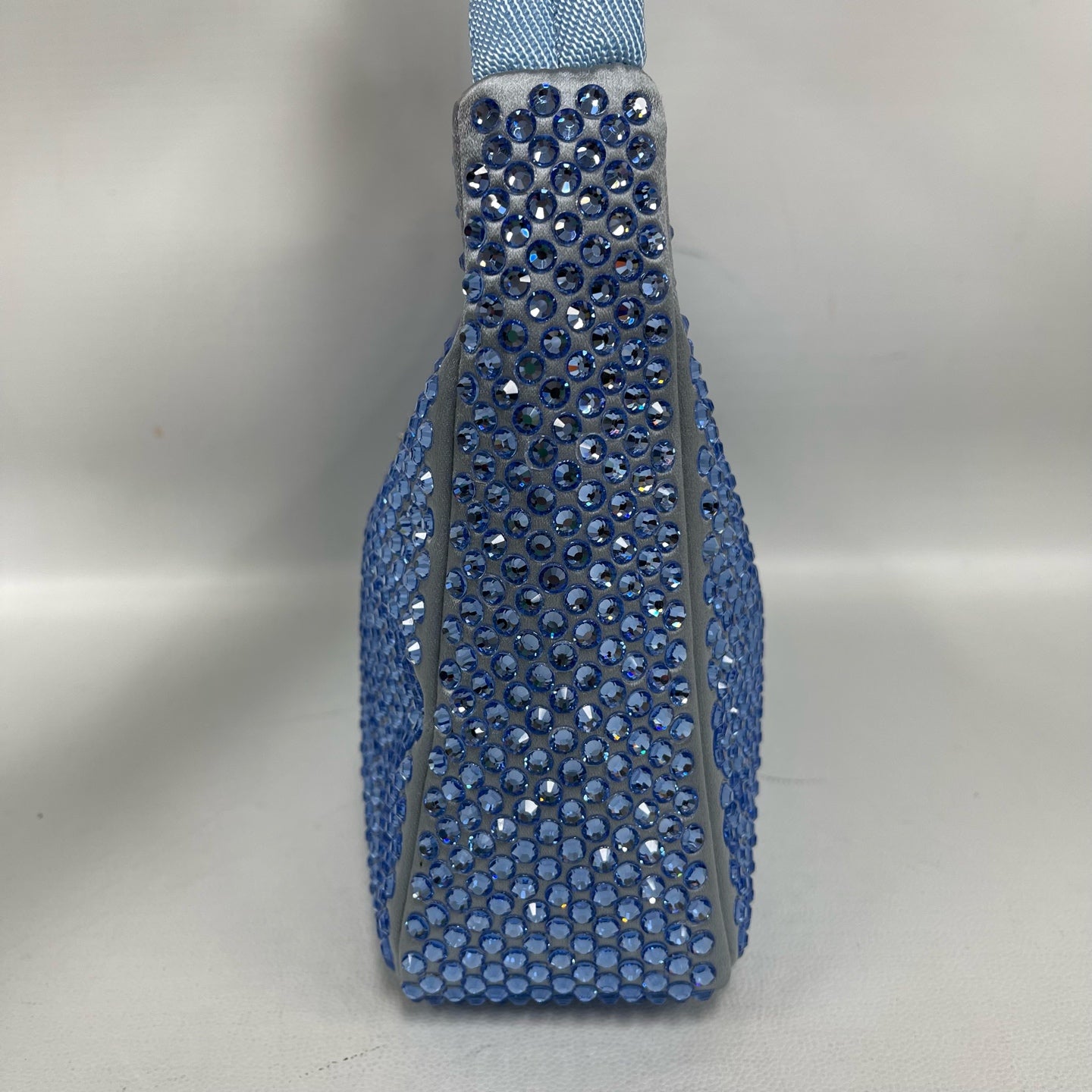 Prada - Re-Edition 2000 Hobo - Crystal-embellished satin with leather trim - Blue - (mini)