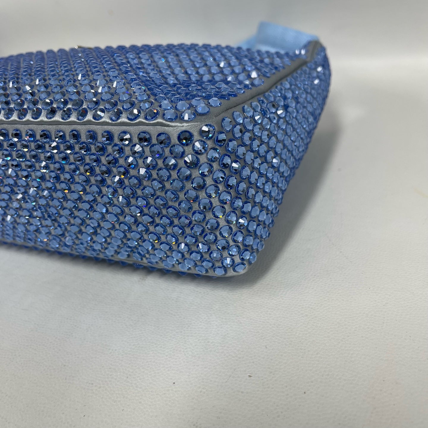 Prada - Re-Edition 2000 Hobo - Crystal-embellished satin with leather trim - Blue - (mini)