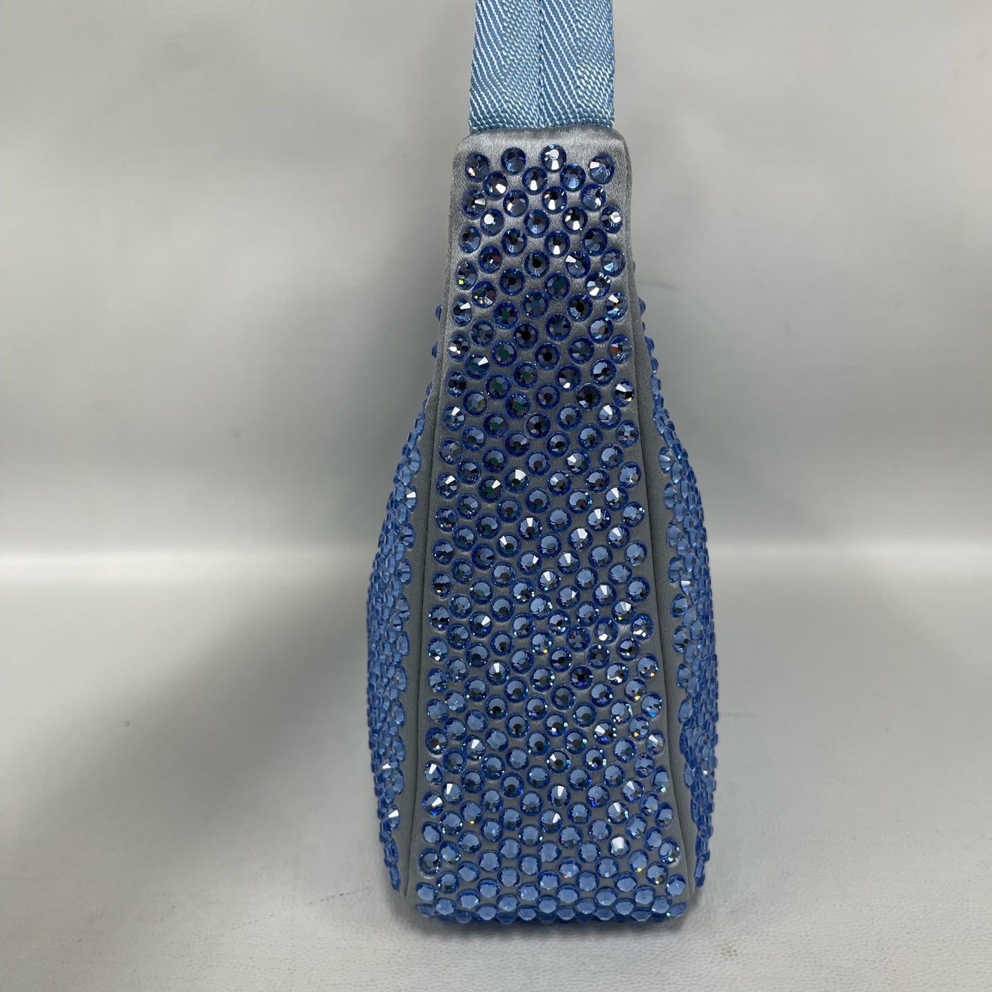 Prada - Re-Edition 2000 Hobo - Crystal-embellished satin with leather trim - Blue - (mini)