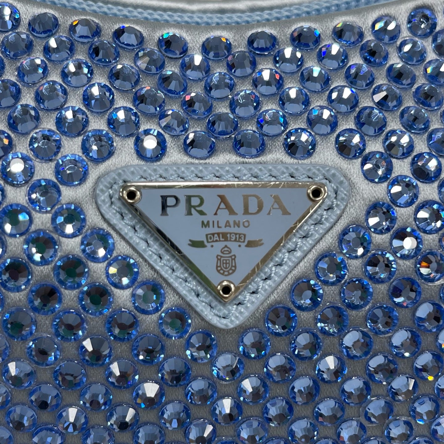 Prada - Re-Edition 2000 Hobo - Crystal-embellished satin with leather trim - Blue - (mini)
