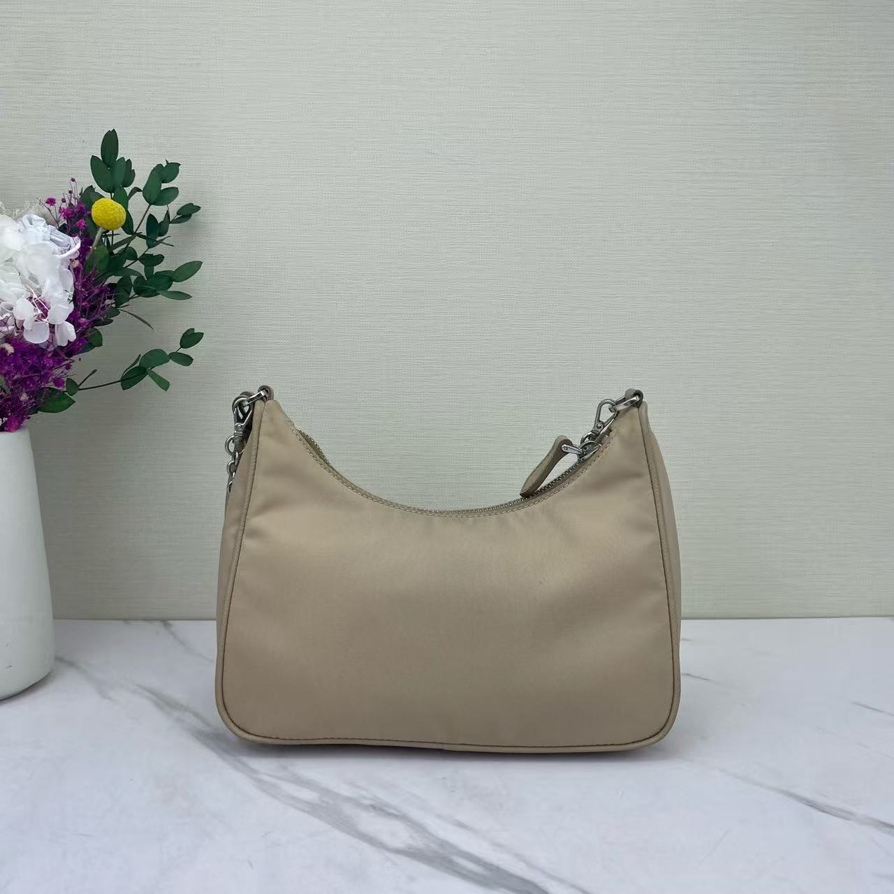 Prada - Re-Edition 2005 Hobo 3-in-1 - Re-Nylon - Beige with Silver-Tone Hardware - (mini)