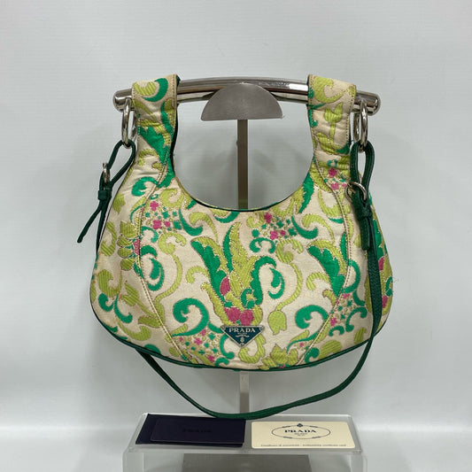 Prada - Runway Showpiece Eastern Punk Embroidered Hobo Bag - Embroidered fabric with leather trim - Multicolour - (small)