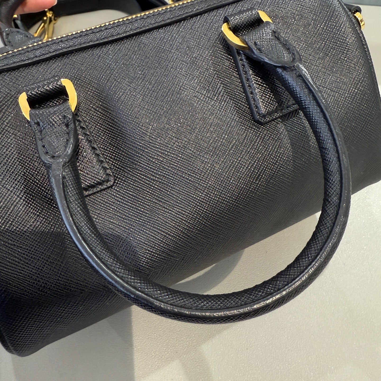Prada - Saffiano Boston Bag - Saffiano leather - Black with Gold-Tone Hardware - (mini)