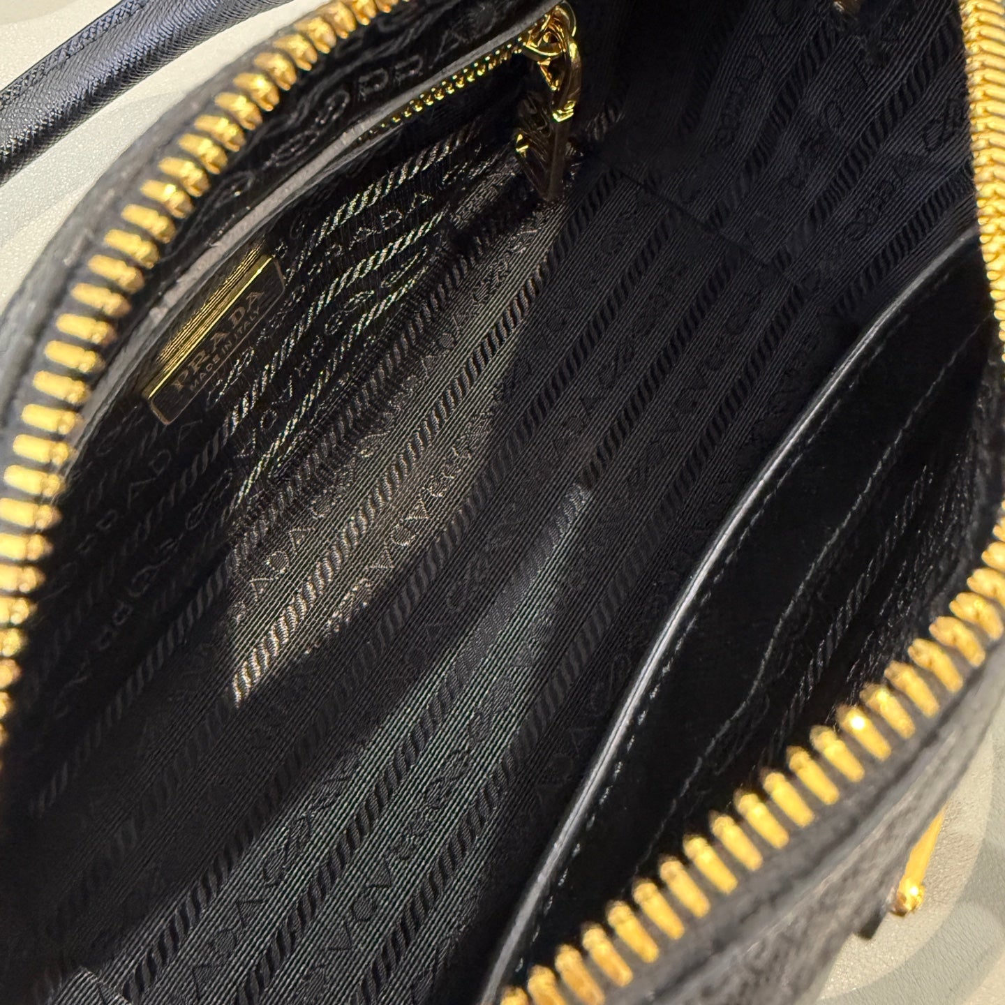 Prada - Saffiano Boston Bag - Saffiano leather - Black with Gold-Tone Hardware - (mini)