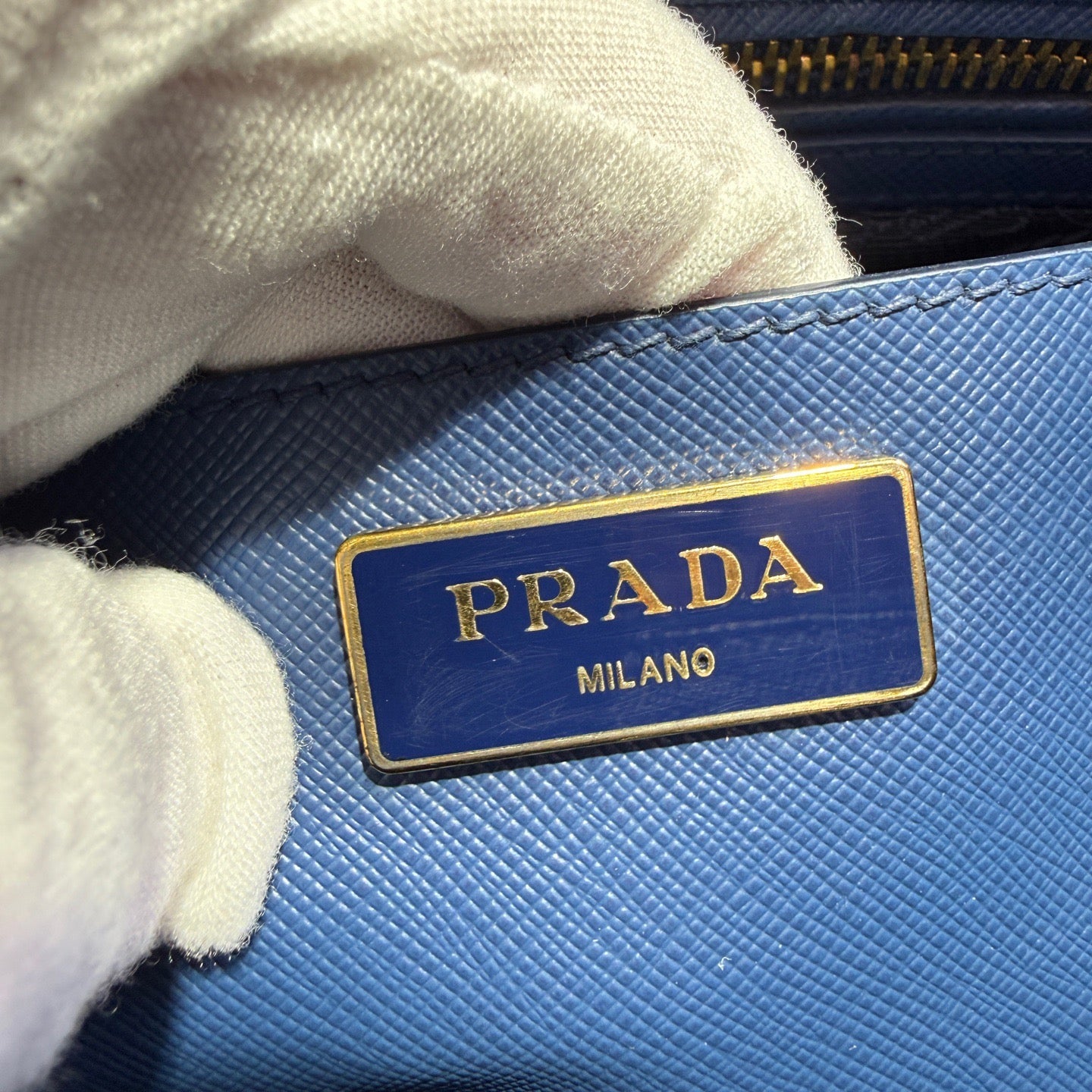 Prada - Saffiano - Leather - Blue - (large)