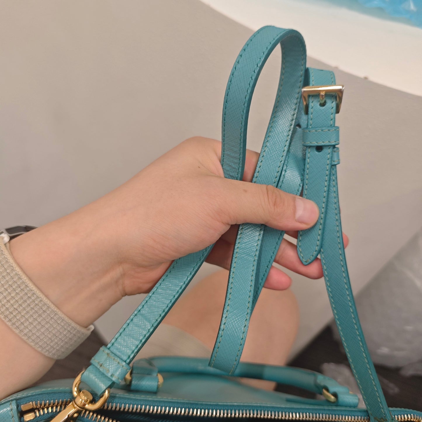 Prada - Saffiano - Leather - Blue - (small)