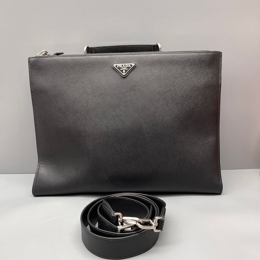 Prada - Saffiano Leather Document Holder - Saffiano leather - Black - (Medium)