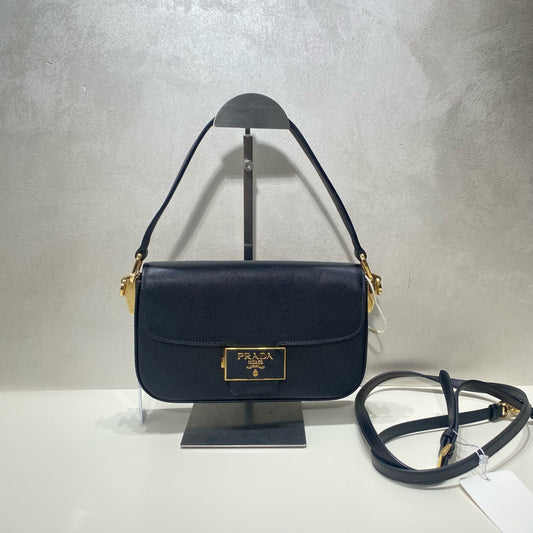 Prada - Saffiano Leather Flap Shoulder Bag - Leather - Black - (mini)