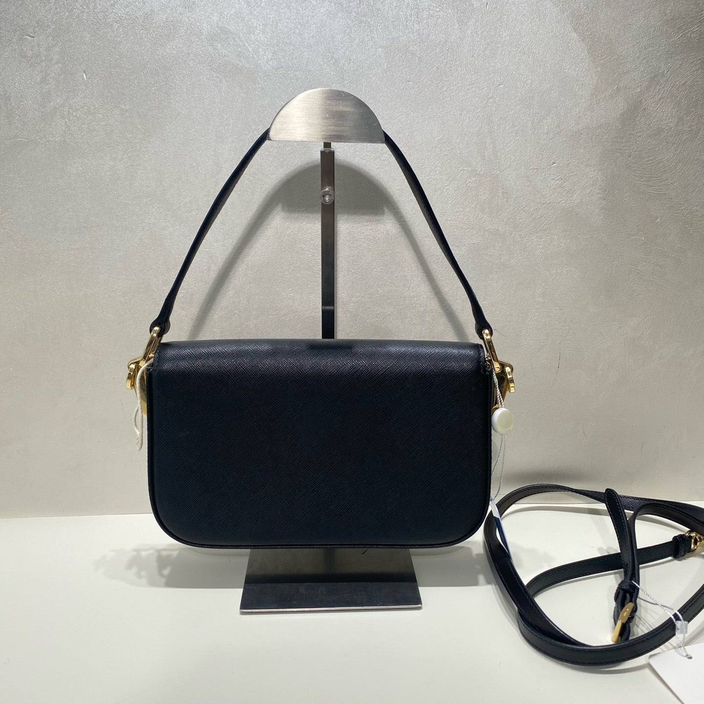 Prada - Saffiano Leather Flap Shoulder Bag - Leather - Black - (mini)