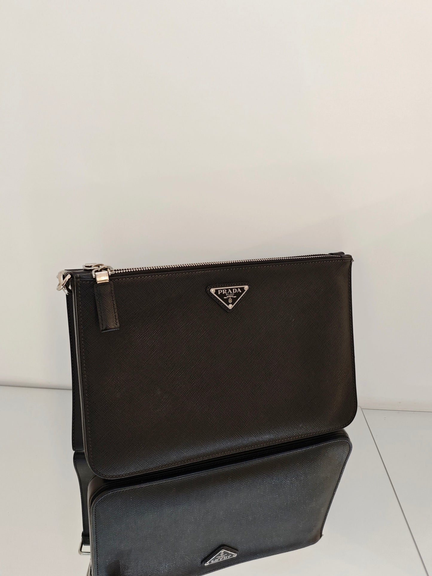 Prada - Saffiano Leather Multi-layer Toiletry Clutch - Saffiano leather - Black - (medium)