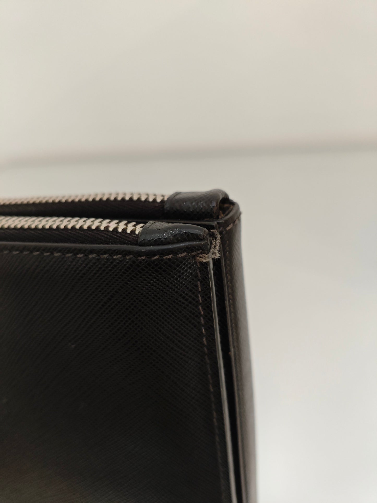 Prada - Saffiano Leather Multi-layer Toiletry Clutch - Saffiano leather - Black - (medium)
