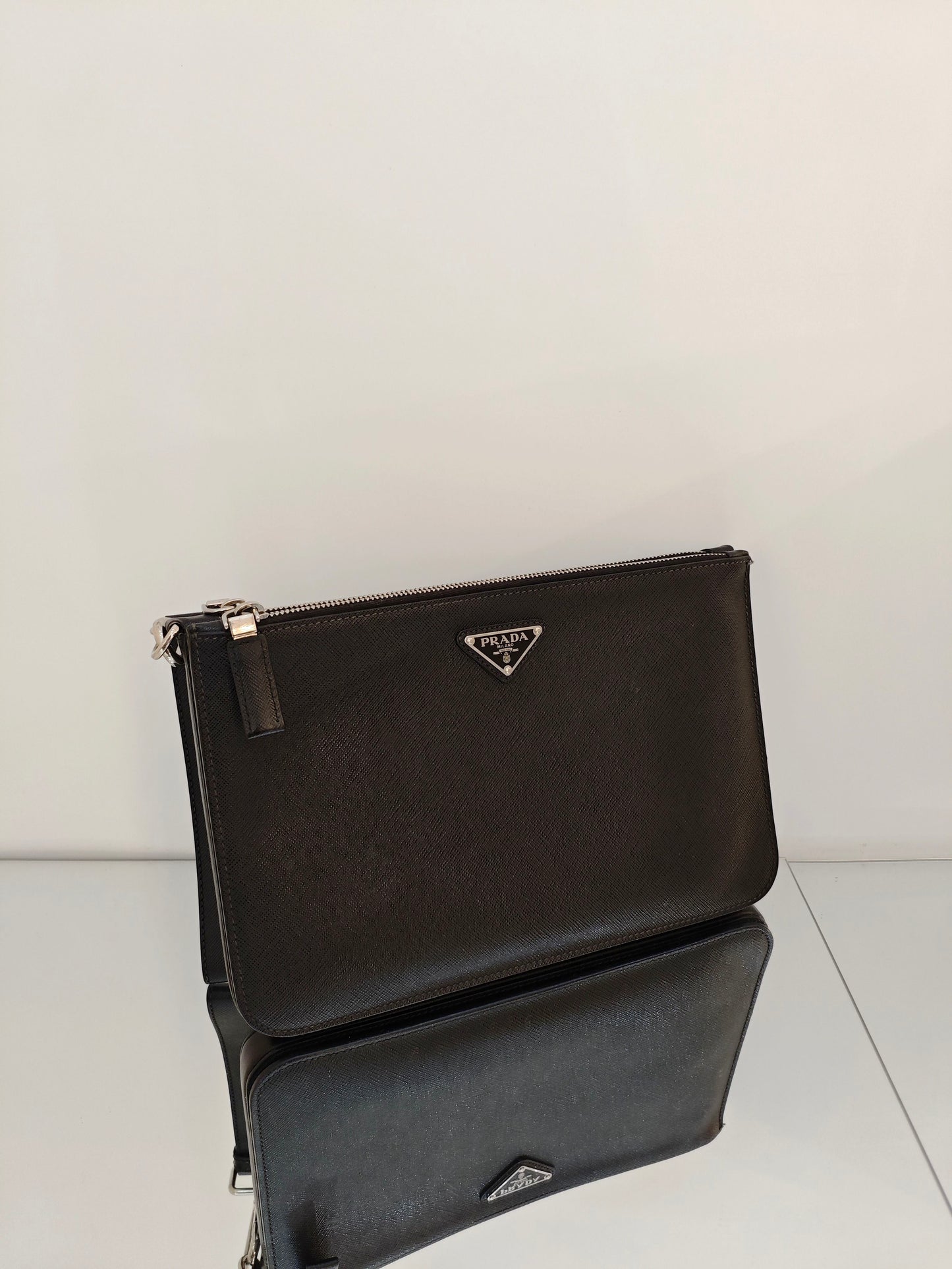 Prada - Saffiano Leather Multi-layer Toiletry Clutch - Saffiano leather - Black - (medium)