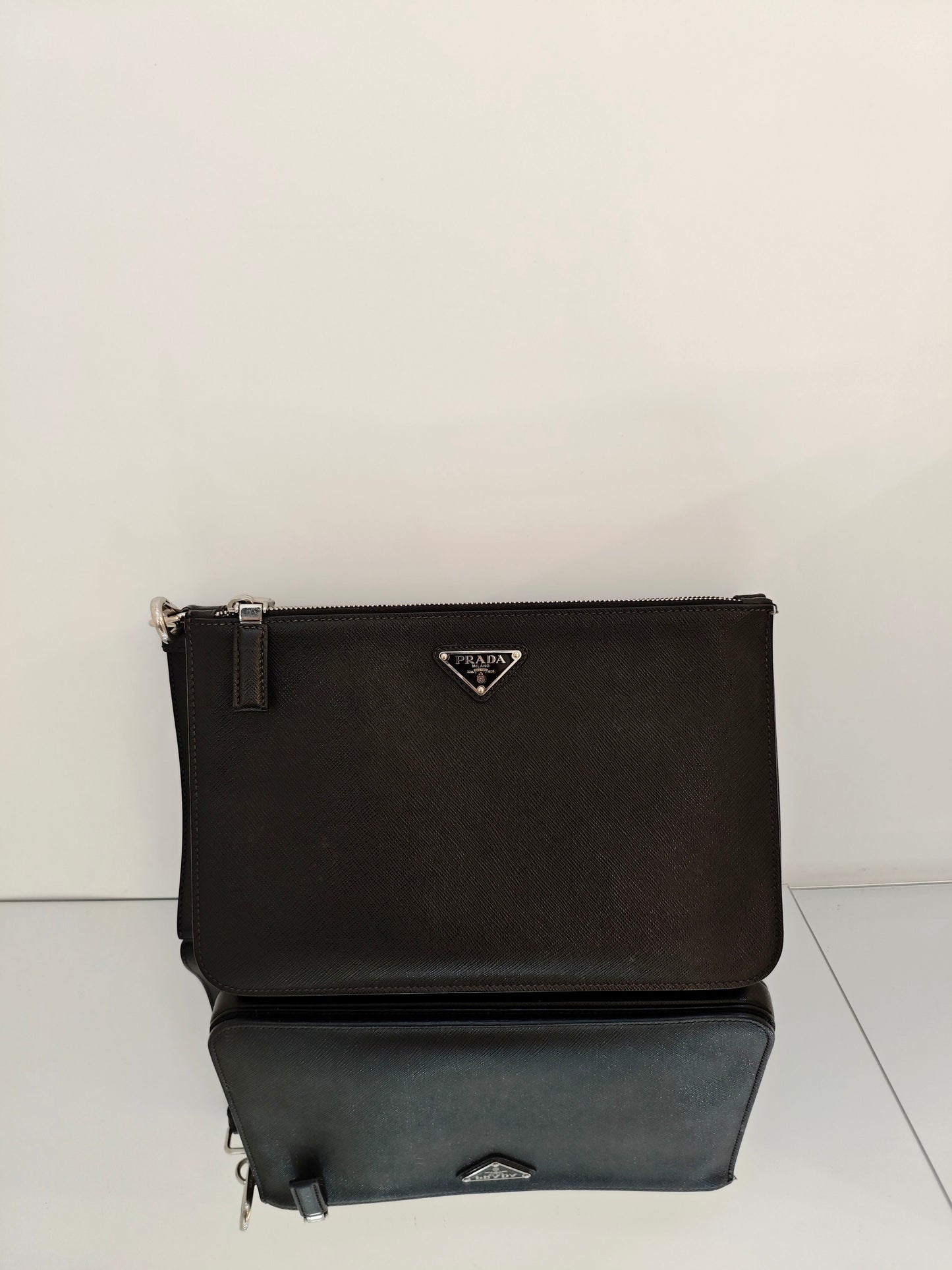 Prada - Saffiano Leather Multi-layer Toiletry Clutch - Saffiano leather - Black - (medium)