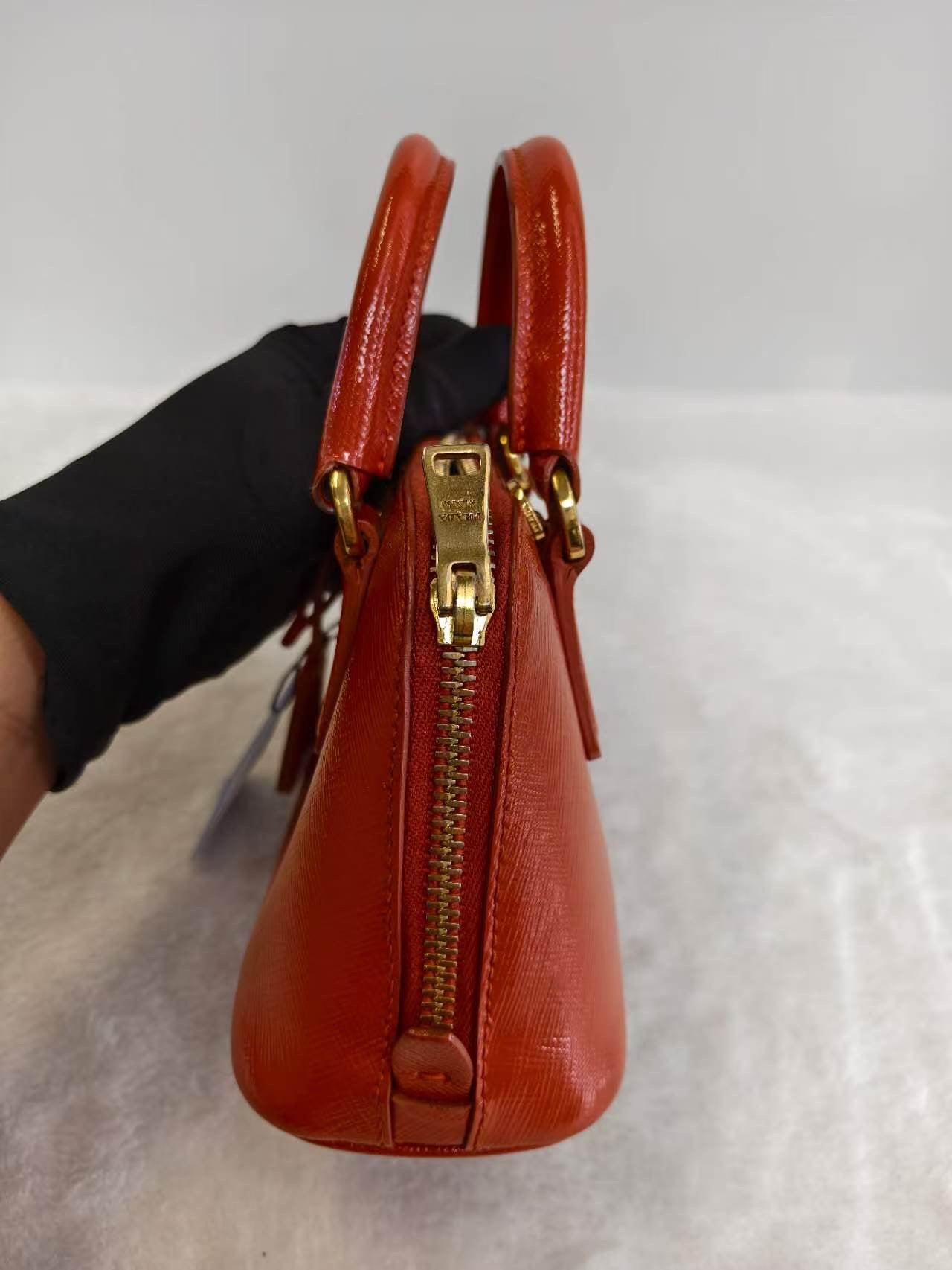 Prada - Saffiano Lux Double Zip Mini - Leather - Orange - (mini)