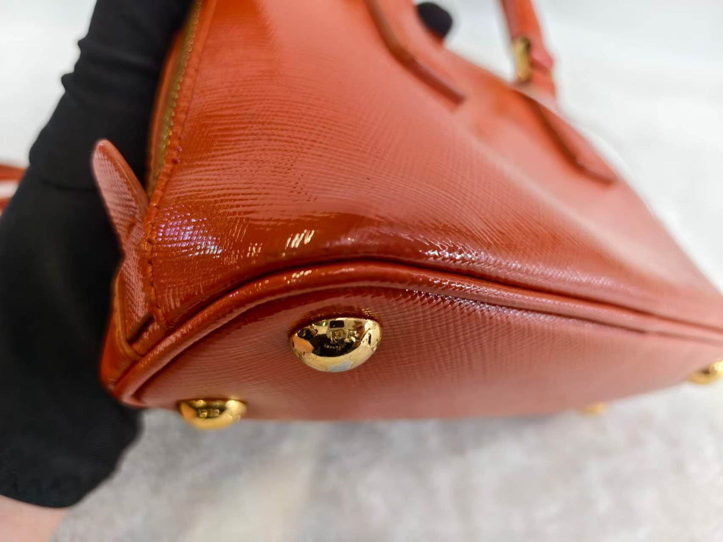 Prada - Saffiano Lux Double Zip Mini - Leather - Orange - (mini)