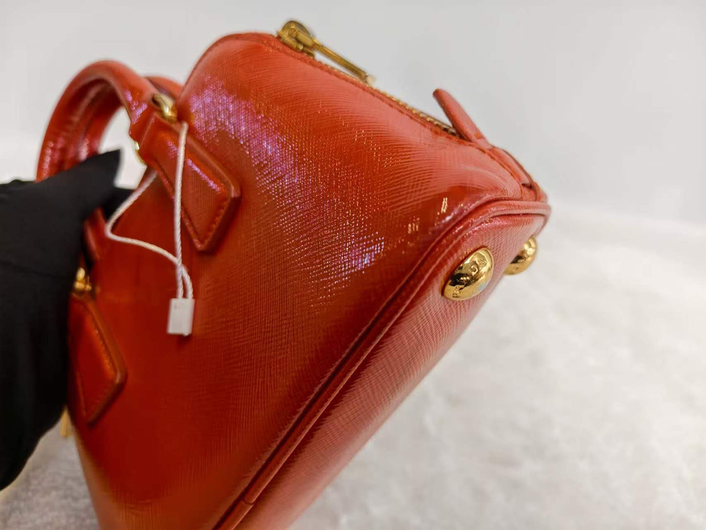 Prada - Saffiano Lux Double Zip Mini - Leather - Orange - (mini)