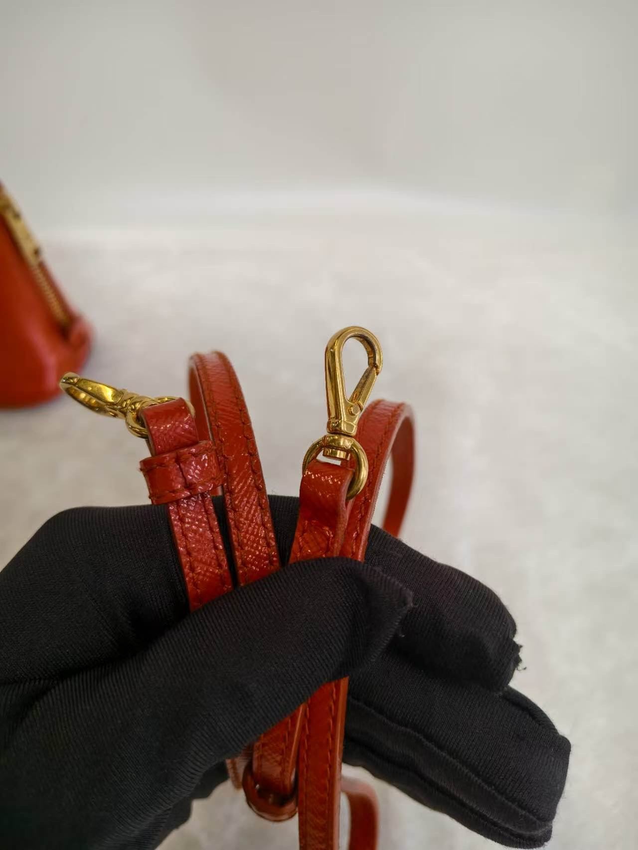 Prada - Saffiano Lux Double Zip Mini - Leather - Orange - (mini)