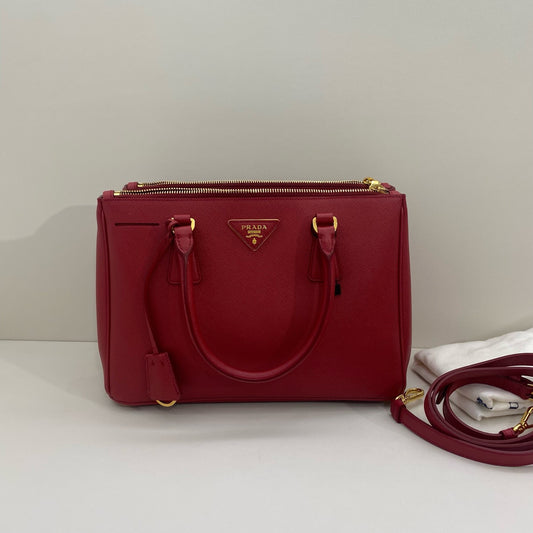 Prada - Saffiano Lux Galleria Tote - Saffiano leather - Red - (small)
