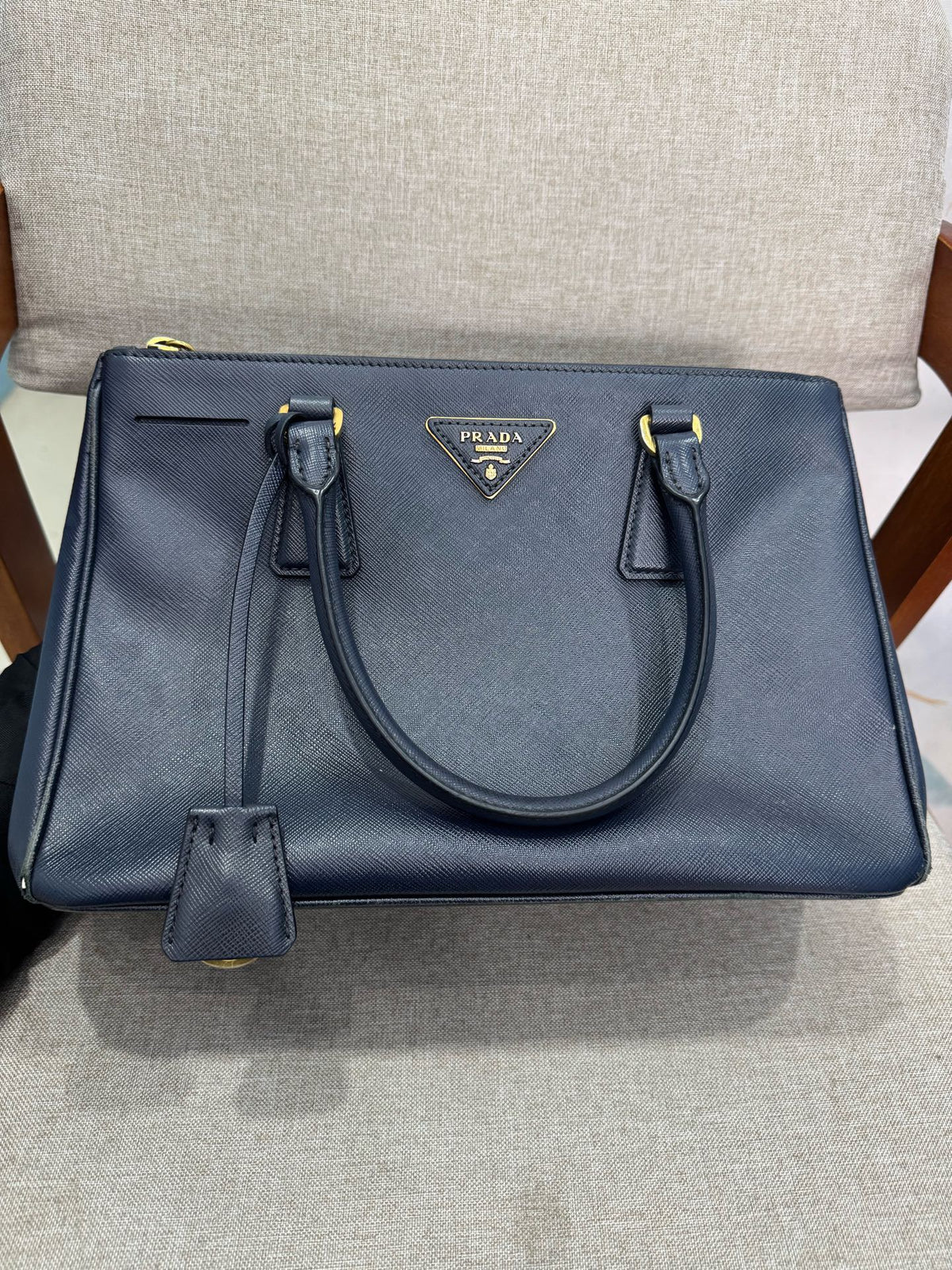 Prada - Saffiano Lux Tote - Leather - Blue - (Small)