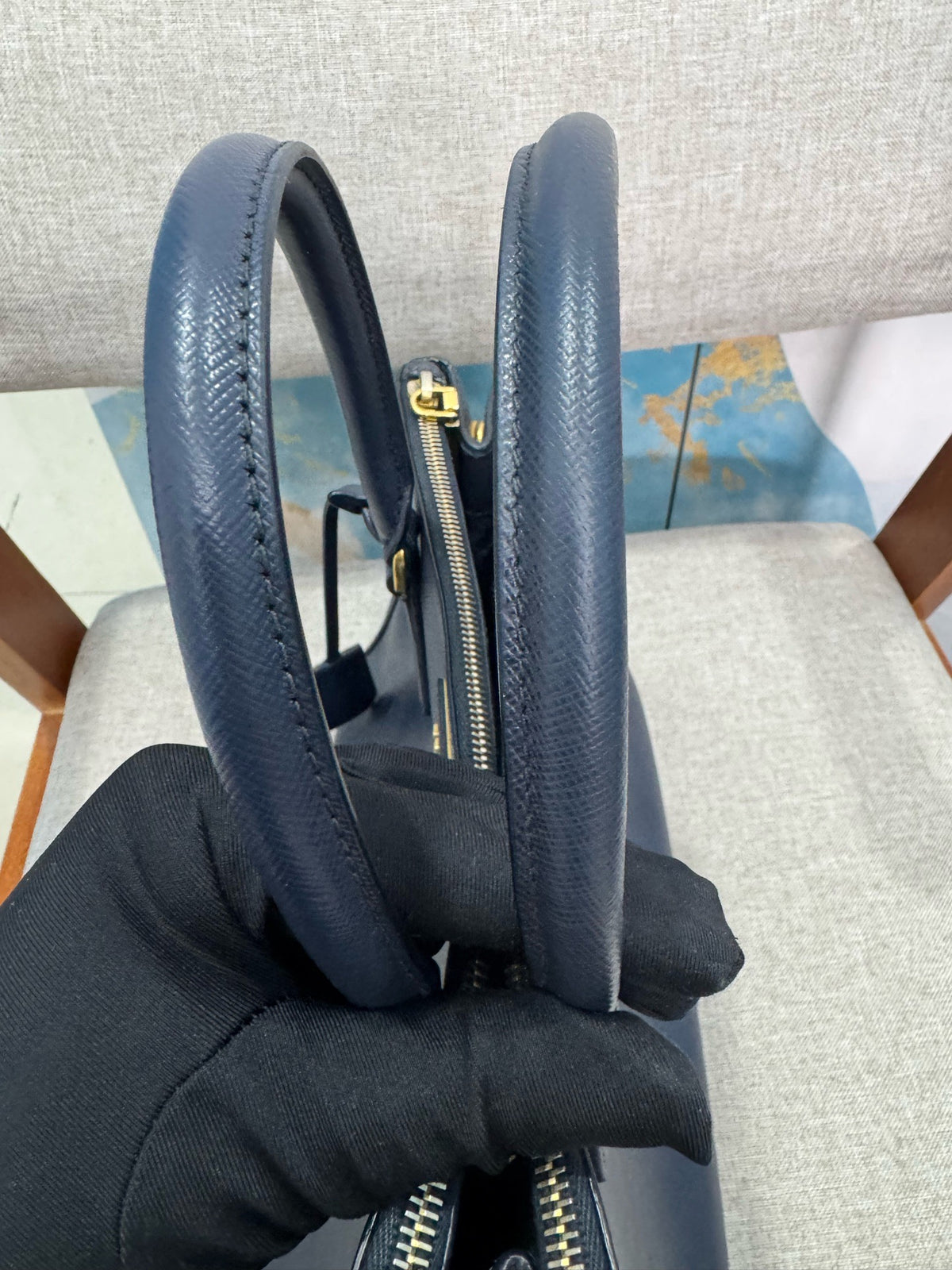 Prada - Saffiano Lux Tote - Leather - Blue - (Small)