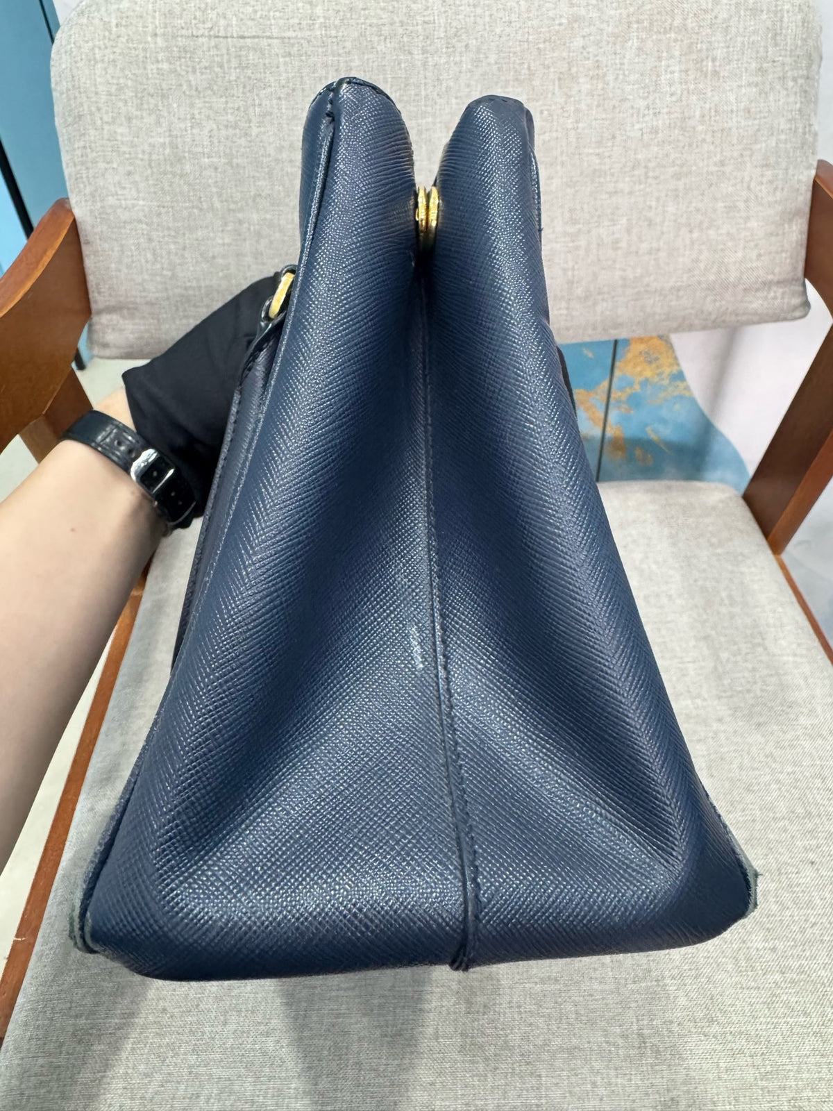 Prada - Saffiano Lux Tote - Leather - Blue - (Small)