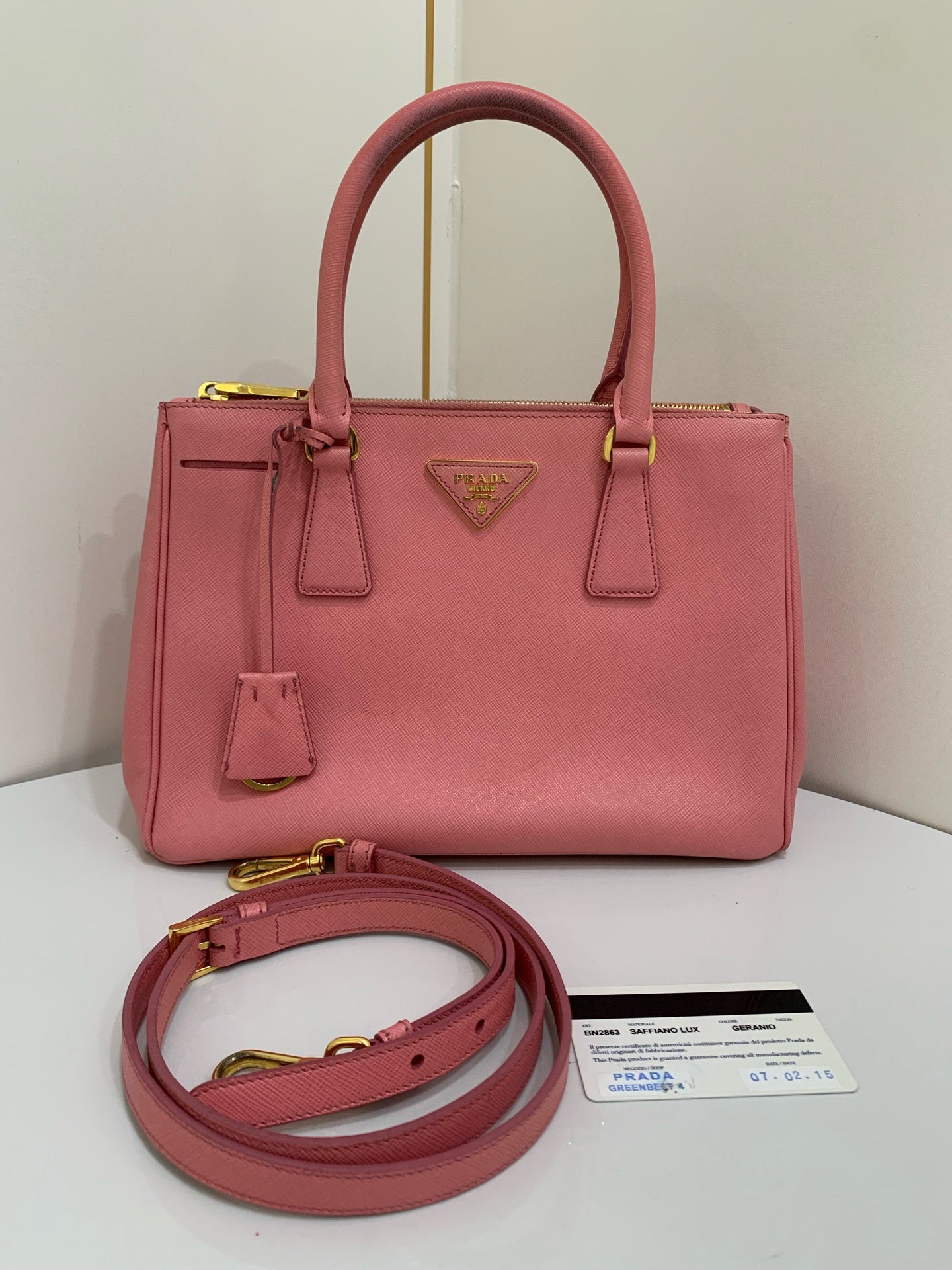 Prada - Saffiano Lux Tote - Leather - Pink - (small)
