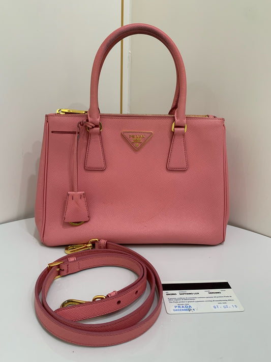 Prada - Saffiano Lux Tote - Leather - Pink - (small)