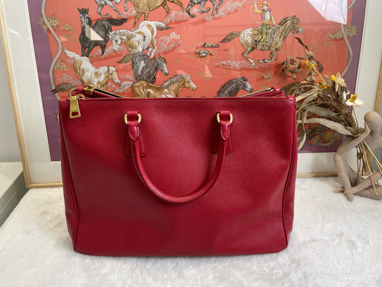 Prada - Saffiano Lux Tote - Leather - Red - (large)