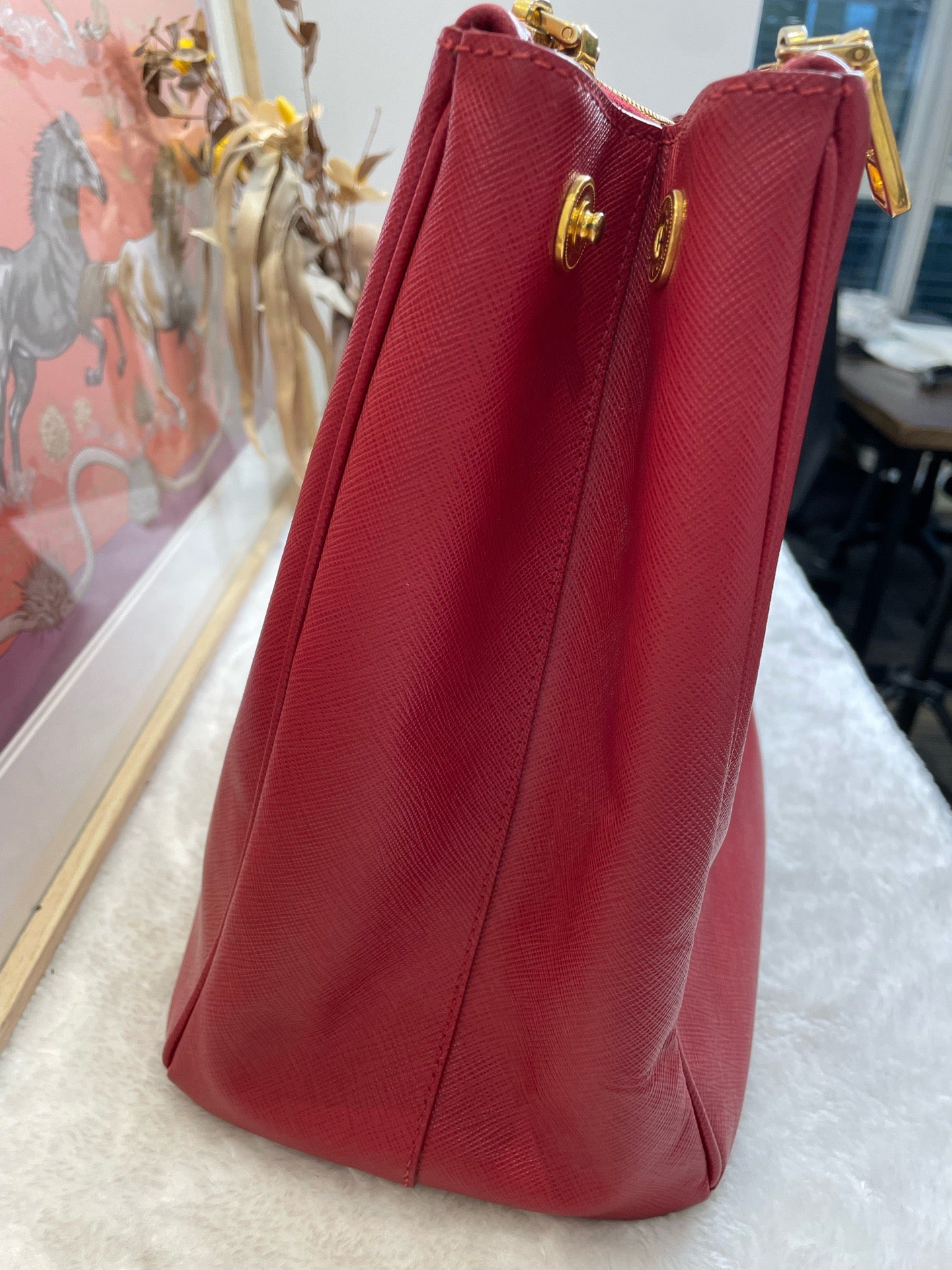 Prada - Saffiano Lux Tote - Leather - Red - (large)