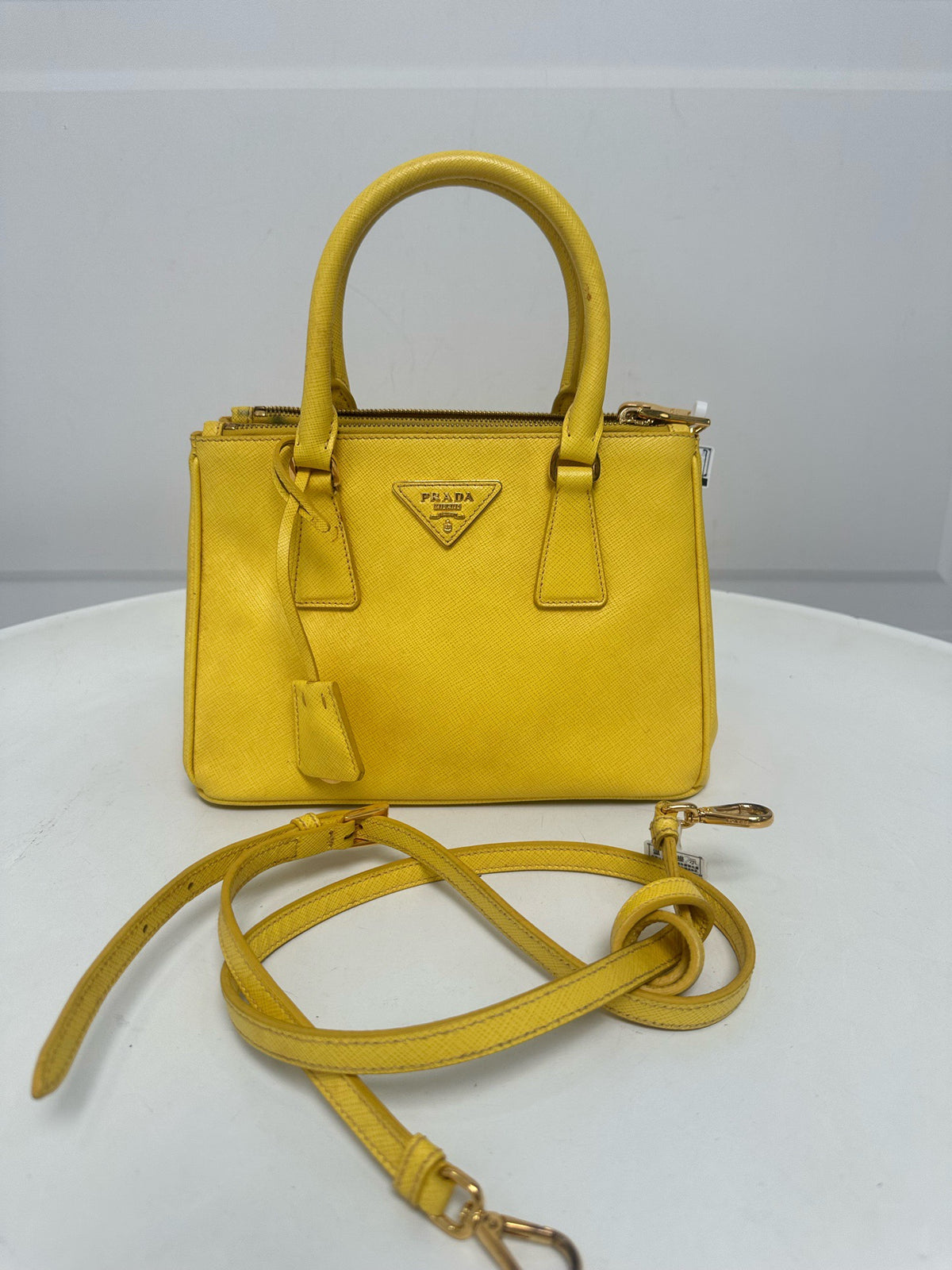 Prada - Saffiano Lux Tote - Leather - Yellow - (small)