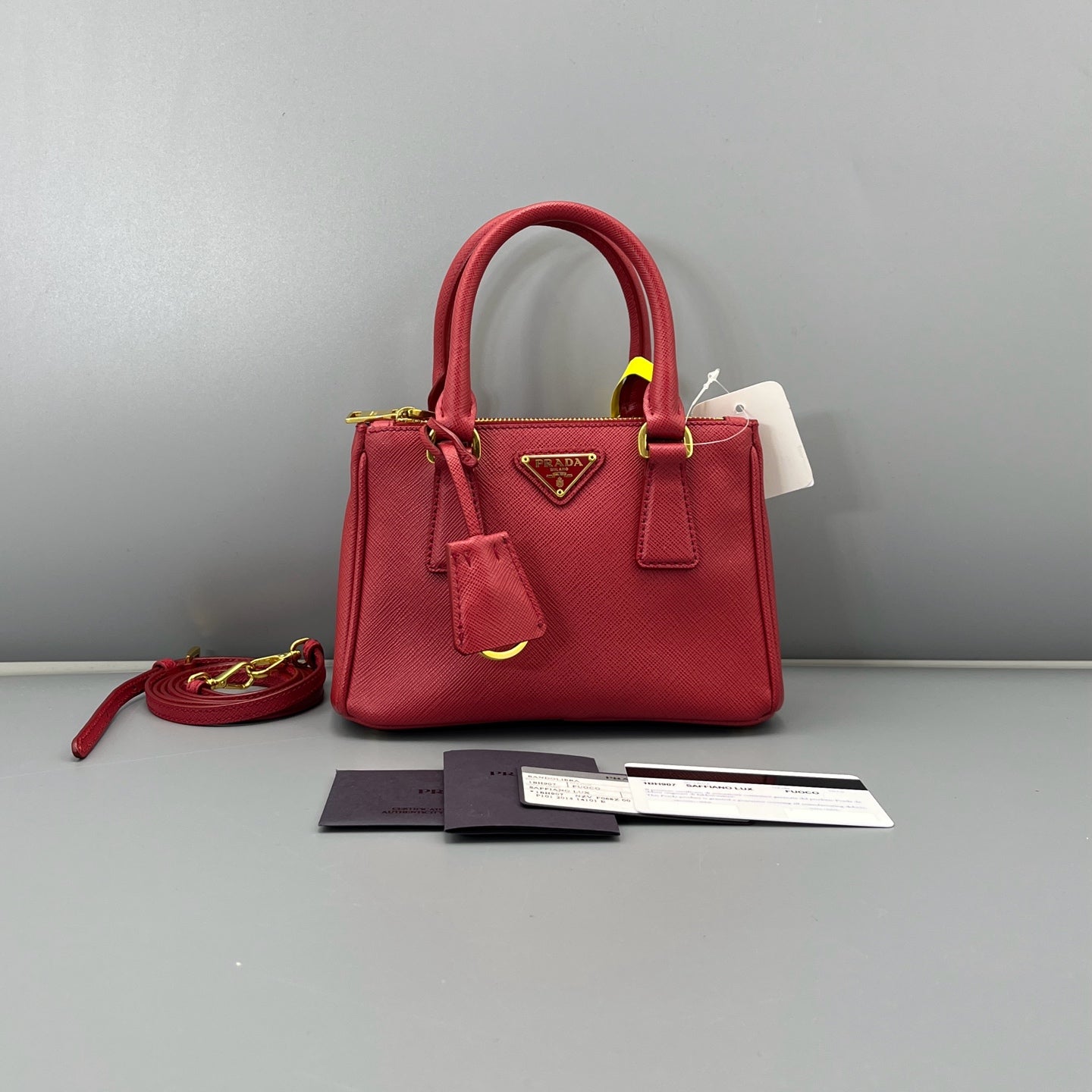 Prada - Saffiano Lux Tote Mini - Saffiano Leather - Red - (mini)