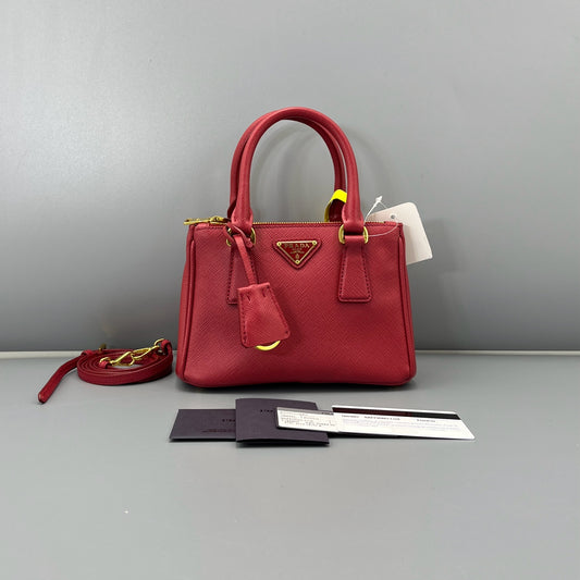 Prada - Saffiano Lux Tote Mini - Saffiano Leather - Red - (mini)
